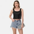 thumbnail image 4 of Women's Sequin Square Neck Tank Top with Sleeveless Design and Cropped Fit - Large, Black, 4 of 7