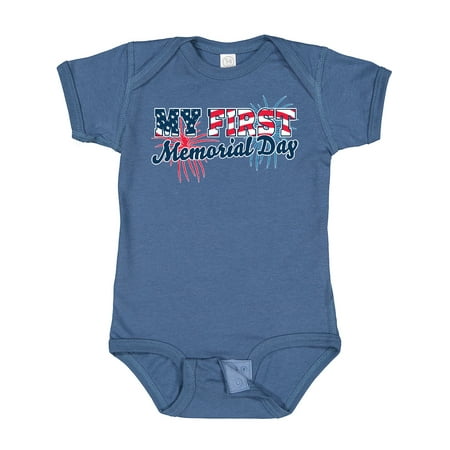 

Inktastic My First Memorial Day with Fireworks Gift Baby Boy or Baby Girl Bodysuit