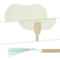 thumbnail image 3 of Unique Bargains 1 Pc Portable Double-Sided Long Handle Round Xuan Paper Palm-Leaf Folding Fan for Wedding Xuan Paper Bamboo Light Gray, White [Double-Sided Long Handle Round Paper Palm-Leaf], 3 of 5