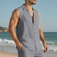 thumbnail image 4 of Summer Men's Lapel Thin Loose Casual Sleeveless Shirt Vest Breathable Lightweight Comfortable Stylish Fashion Outdoor Men's Loose Fit Casual Fashion Shirt, 4 of 4