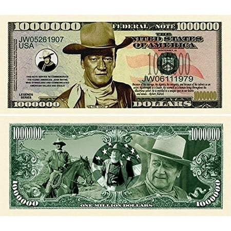 100 John Wayne Million Dollar Bills with Bonus “Thanks a Million” Gift Card