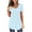 Light blue, variant on Women's T-Shirt Round Neck Short Sleeve Pleated Button Irregular Hem Loose-Fit Ripped Hole Top - Purple/White/Green/Pink/Light Blue - S/M/L/XL/XXL (Purple | XXL)