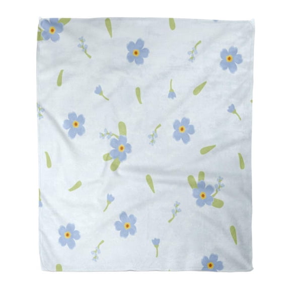 SIDONKU Throw Blanket Warm Cozy Print Flannel Abstract Light with Blue Flowers Pattern Graphic Delicate Baby Beauty Blossom Comfortable Soft for Bed Sofa and Couch 50x60 Inches