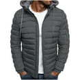 thumbnail image 3 of Xcmzpl Mens Lightweight Packable Puffer Jacket Winter Insulated Puffy Coat Hooded Warm Quilted Jackets with Pocket for Ourdoor Travel, 3 of 7
