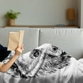 thumbnail image 3 of Animal Soft Flannel Fleece Throw Blanket, Hand Sketch Grizzly Bear Wildlife Mammal Ink Drawing Nature Theme Artwork, Cozy Plush for Indoor and Outdoor Use, 60" x 80", Black White, by Ambesonne, 3 of 5
