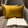 thumbnail image 3 of Dark Gold Luxury Lumbar Pillow Cover 12"x16" | Pack of 2 Modern Satin Oblong Pillow Cover Solid | Plain Solid Pillowcases for Bed, Couch & Sofa, Modern Home Décor - Dark Gold Slub Satin, 3 of 12