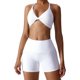 thumbnail image 3 of ABOCIW Conjuntos de entrenamiento para mujer 2 piezas Twist Front Halter sujetadores deportivos cintura alta botín pantalones cortos ejercicio gimnasio yoga traje, 3 of 4