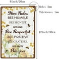 thumbnail image 2 of 1PC Metal Tin Sign Hive Rules Bee Happy Vintage Funny Wall Decor Art Mural Hanging Iron Painting, 2 of 6
