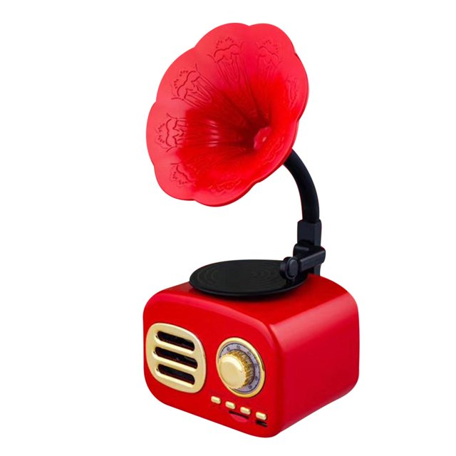 HLONK Haut-Parleur Gramophone Rétro Bluetooth Portable Mini Haut-Parleur Sans Fil Style Vintage Klaxon Lecteur de Musique Bluetooth Système de Son Rétro