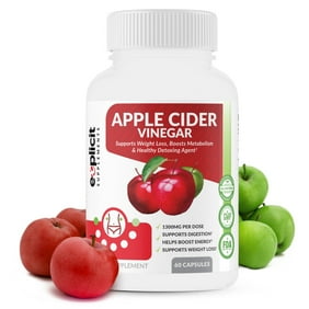 Pure Apple Cider Vinegar Pills For Weight Loss Detox 1250mg Per Serving