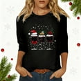 thumbnail image 2 of Fiaer Christmas T Shirts for Women V Neck Crew Neck Shine Glass Holiday Tee 3/4 Sleeve Fall Loose Fit Plus Size Fashion Casual Xmas Tops Black2 L, 2 of 4