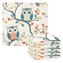 6 Pieces of Kitchen Towels 11x11Inch Kitchen Dish Cloths Kitchen Dish Towels Reuseable Cleaning Cloths Colorful Cartoon Owl