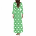 thumbnail image 3 of Women's casual 3/4 Sleeve V-neck polka dot long skirt A-line beach dress, Size S-2XL, 3 of 5