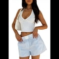 thumbnail image 3 of Top Corto Sin Mangas con Cuello Halter y Escote en V Profundo para Mujer, Ajustado, Sin Espalda y para Salir de Verano. M, 3 of 10
