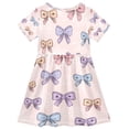 thumbnail image 2 of Girls Short Sleeve A-Line Dress Bows and Spider Webs Play Dress Sizes 4T, 2 of 8