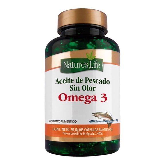 Suplemento alimenticio Nature's Life aceite de pescado en cápsulas 65 piezas