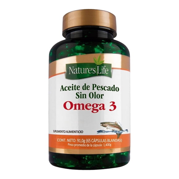Suplemento alimenticio Nature's Life aceite de pescado en cápsulas 65 piezas