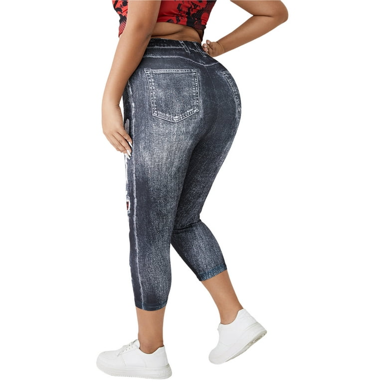 Capri Leggings for Women Plus Size Lace Trim Leggings Tummy Control  Jeggings High Waist Stretchy Jeans Skinny Capris Pants at  Women's  Clothing store