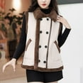thumbnail image 3 of HTNBO Sherpa Vest Womens Faux Fur Lapel Fuzzy Waistcoat Sleeveless Jackets Fleece Lined Plush Edge Warm Gilet, 3 of 6