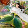 thumbnail image 4 of Feelyou Kawaii Green Parrot Bedding Comforter Set 7 Pieces, Spring Daisy Flower Floral Full Bedding Set, 3D Jungle Bird Reversible Fitted Sheet Flat Sheet, Luxury Bedroom Decor, 4 of 8