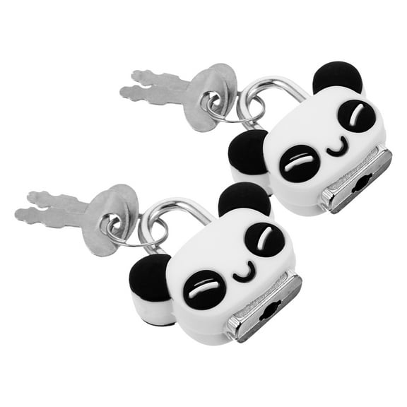 Worgeous 2pcs Cartoon Panda Shaped Lock Metal Mini Lock Cute Padlock For Home Cabinets For Luggage Jewelry Boxes Diaries
