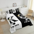 thumbnail image 4 of Valentine'S Day Comforter Set Twin Size,King And Queen Crown Bedding Set For Couple Lovers,Her His Romantic Down Comforter Gifts,Mr Mrs Quilt Set Black White Bedroom Decor 2 Pcs, 4 of 7