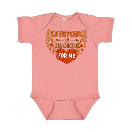 

Inktastic Everyone is Thankful for Me with Heart and Leaves Gift Baby Boy or Baby Girl Bodysuit