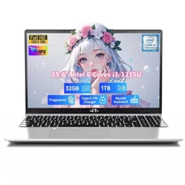 15.6" IPS FHD Business Laptop, 32GB RAM 1TB SSD Intel 6 Core i3-1215U (Beat i5-1135G7, Up to 4.4GHz) Laptop-Computer Fingerprint Backlit Keyboard 65W Type C Wi-Fi 6 Win 11 Silver
