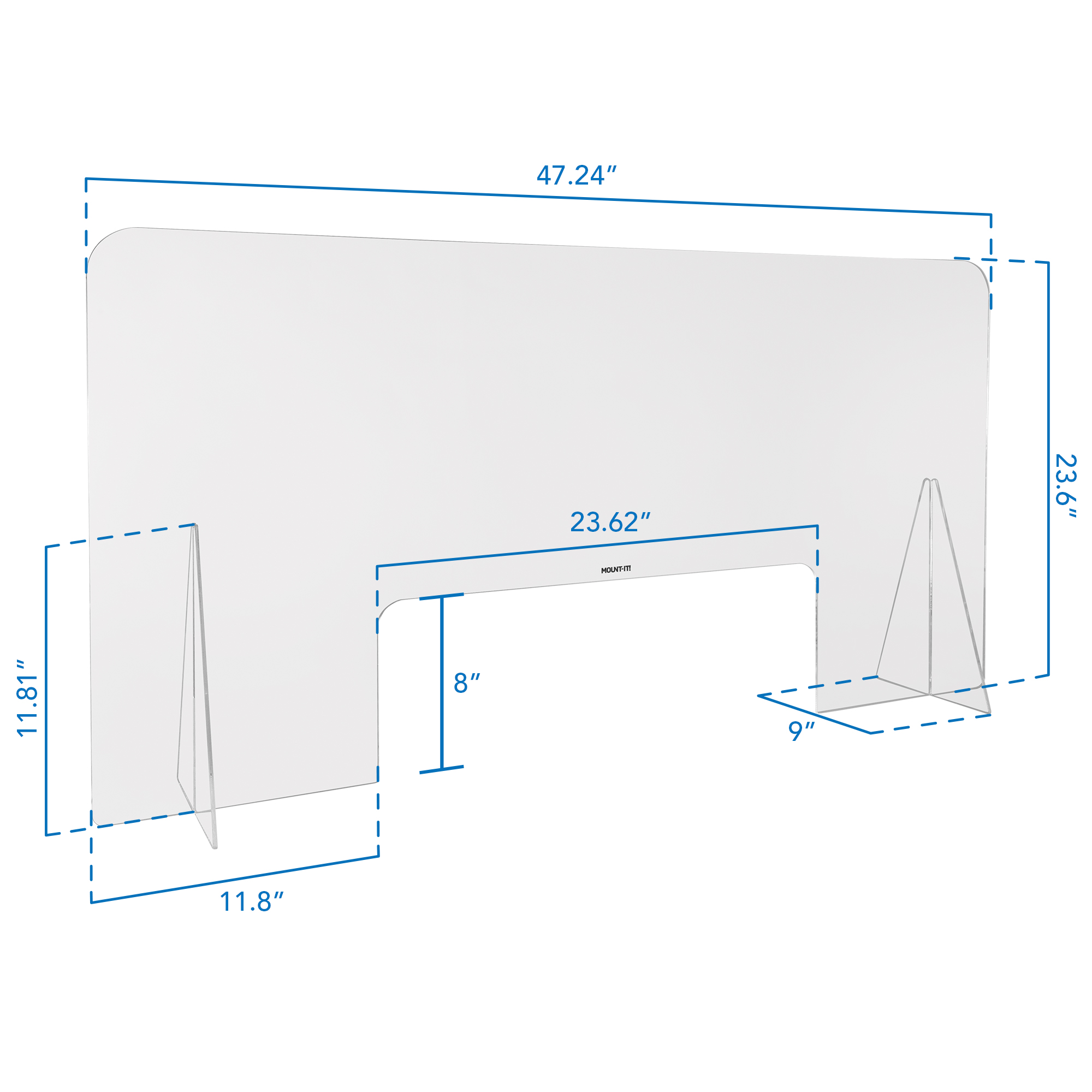 Mount-It! Acrylic Protective Sneeze Guard 47.2" x 23.6" x 9" | Clear Plexiglass