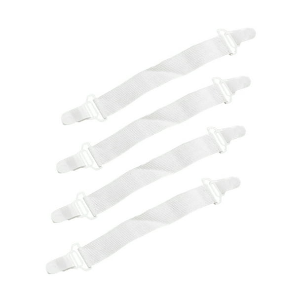 4 soportes para sábanas de nailon elástico de longitud ajustable, con correas y clips para sábanas, para dormitorio.