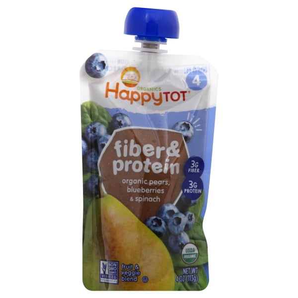 HappyTot Fiber & Protein Organic Pears Blueberries & Spinach Baby Food - 4oz