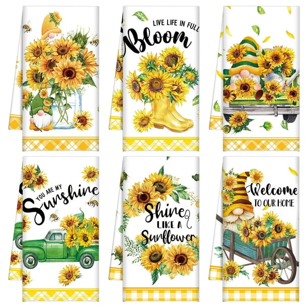Toallas de cocina Tudomro con forma de girasol, 6 unidades, 40 x 60 cm