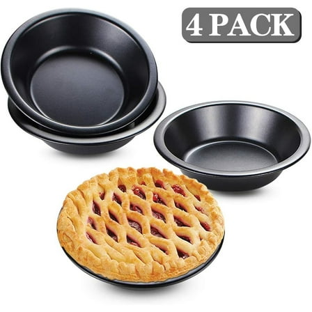 4 Pcs Mini Pie Pans, 5 Inch Round Small Pot Pie Plates, Nonstick Carbon Steel Bakeware Set for Baking Pies, Tarts