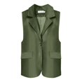 thumbnail image 3 of BODOAO Women's Casual Business Blazer Vest Sleeveless Open Front Blazer Waistcoat with Pockets Women's Sleeveless Coat Solid Color Cardigan Suit Casual Lapel Cardigan Jacket with Pockets Green L, 3 of 3