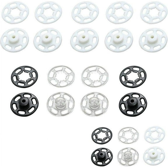 1 Bag/15 Set Invisible Small Plastic Snap Buttons Sew-on Snap Buttons Press Button for Sewing Clothing (White, 7mm)