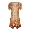 thumbnail image 4 of DTBPRQ Women's Casual Floral Beach Dress Summer T Shirt Dresses Short Sleeve Swing Dress with Pockets, 4 of 5