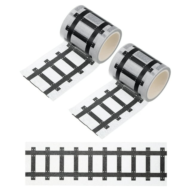 Cinta Uxcell de 10 m para pista de coches, cinta de tráfico Washi, carretera de tren para estilo de manualidades 4, negro