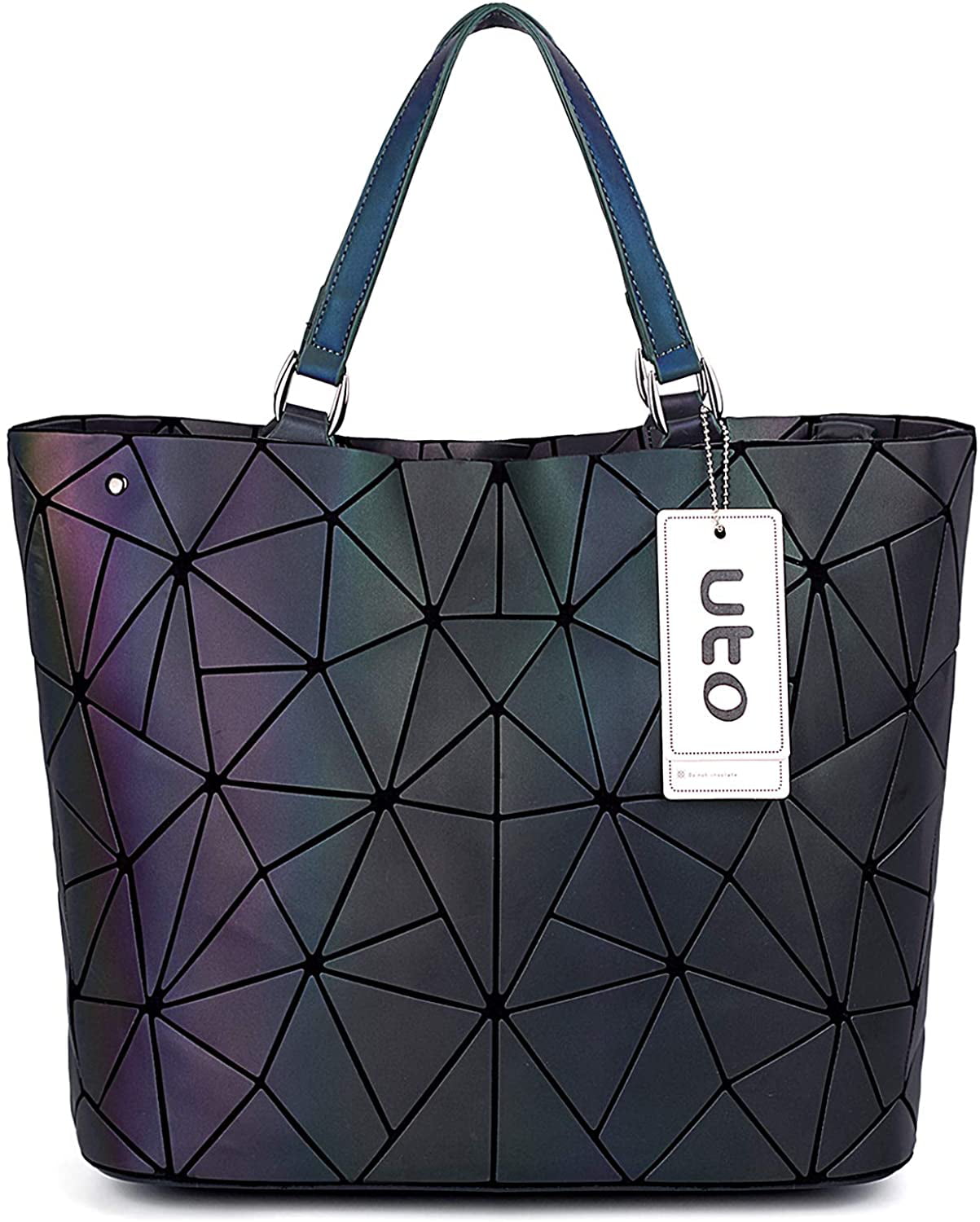 Geometric Handbag Luminous Women Tote Bag Holographich Purses and Handbags Fl... 