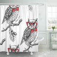 thumbnail image 1 of Cortina de Baño ABPHQTO Patrón Sin Costuras Búhos con Gafas y Corbata Roja 150x180 cm, 1 of 1