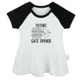 thumbnail image 1 of Future Gate Opener Funny Dresses For Baby, Newborn Babies Skirts, Infant Princess Dress, 0-24M Kids Graphic Clothes (Black Raglan Dresses, 6-12 Months), 1 of 4