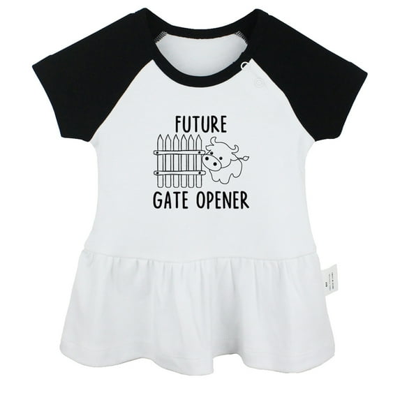 Future Gate Opener Funny Dresses For Baby, Newborn Babies Skirts, Infant Princess Dress, 0-24M Kids Graphic Clothes (Black Raglan Dresses, 6-12 Months)