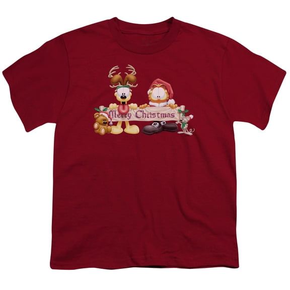 Garfield - Christmas Banner - Youth Short Sleeve Shirt - Medium