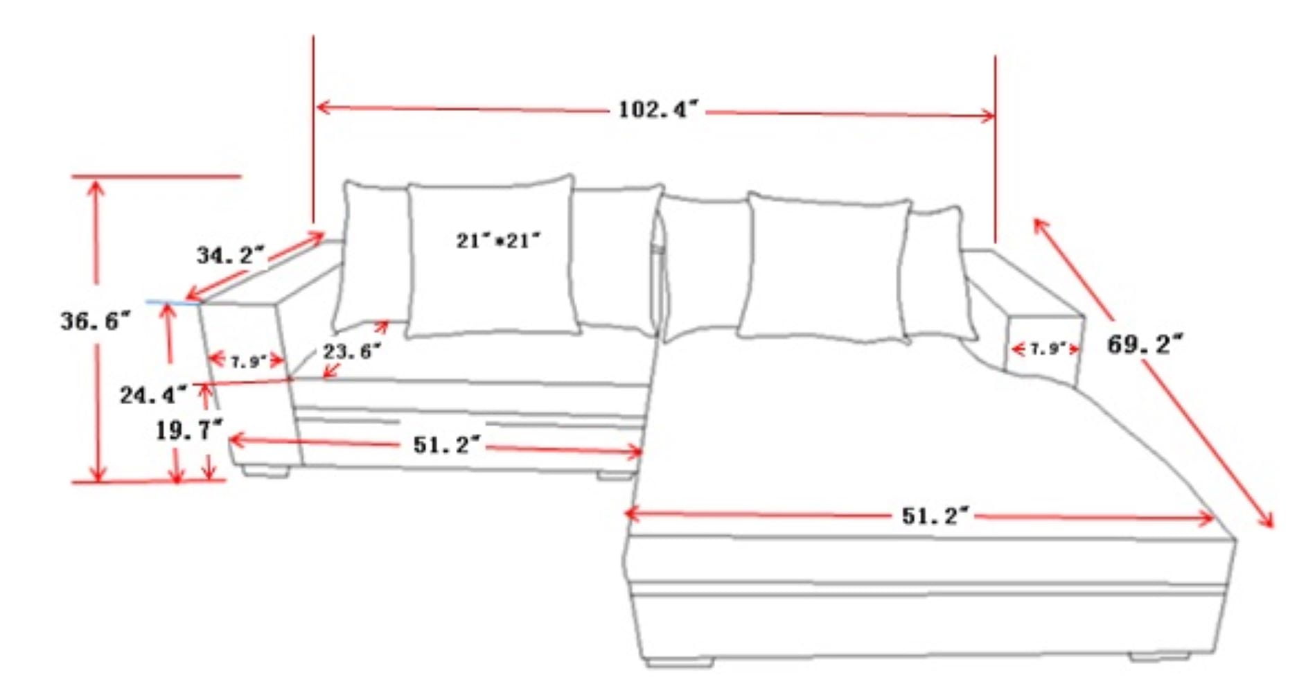 US Pride Furniture Payan 102.4" Wide Corduroy L-Shape Sectional Sofa, Dark Green