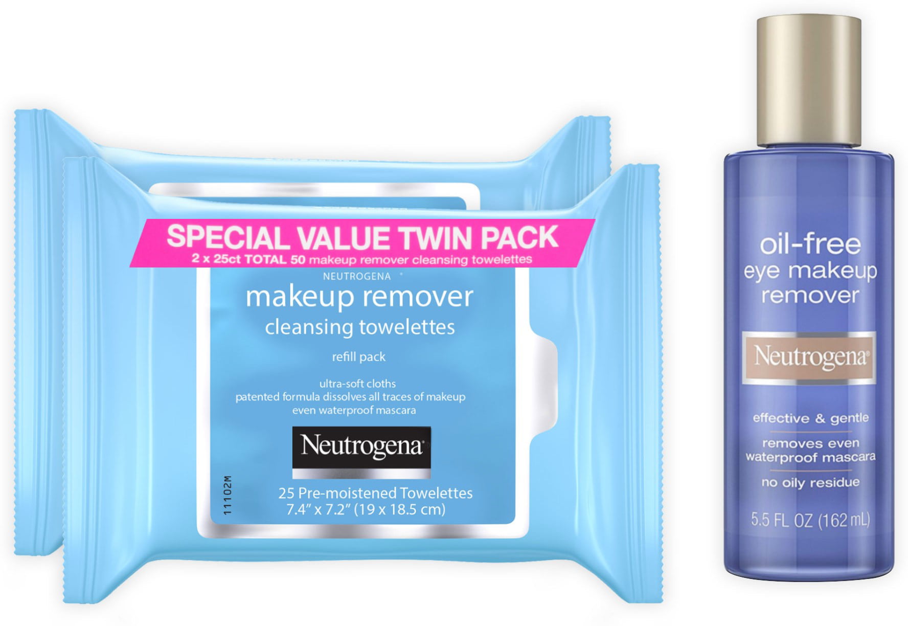 Neutrogena Makeup Remover Cleansing Towelettes Daily Face Wipes 50 Ct And Neutrogena Eye 