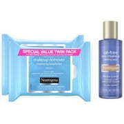 Neutrogena Makeup Remover Cleansing Towelettes, Daily Face Wipes, 50 ct. and Neutrogena Eye Makeup Remover, 5.5 Fl. Oz. 1 ea (Pack of 3)