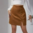 thumbnail image 6 of ShomPort High Waist Asymmetrical Skirt Button Front High Low Mini Bodycon Skirt with Split Side, 6 of 9