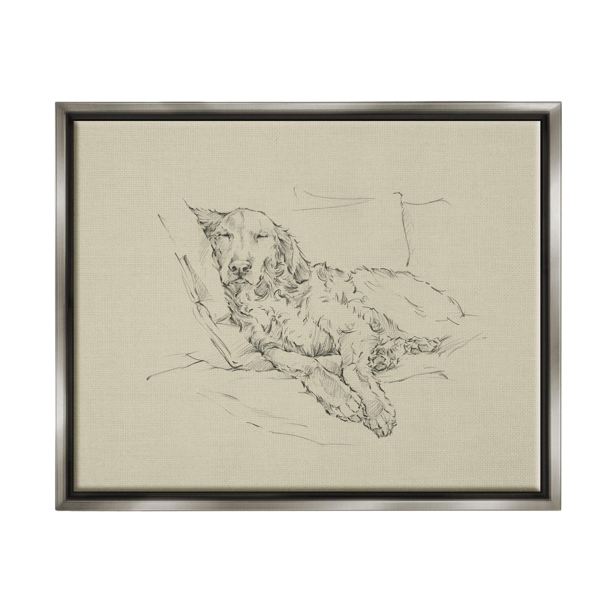 Stupell Industries Peaceful Resting Labrador Dog Pencil Sketch Drawing Drawing Print Luster Gray Floating Framed Canvas Print Wall Art, Design by Ethan Harper