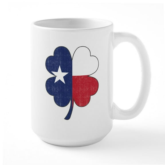 CafePress - Texas Clover Flag Large Mug - 15 oz Ceramic Large White Novelty Mug