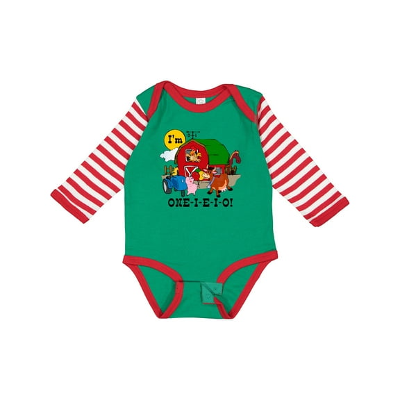 Inktastic One-i-e-i-o Boys or Girls Long Sleeve Baby Bodysuit