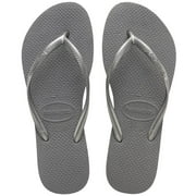 Havaianas Women's Slim Flip Flops - Spring and Summer Pool Sandals for Women - Steel Grey, 6
